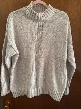 Dakini Light Cream Ribbed Mock Neck Sweater